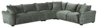  Sofa sectionnel Reflect 4 pièces en tissu de chenille vert avec coussins de dossier réversibles et pattes en bois