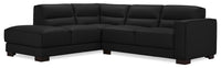  Sofa sectionnel de gauche Citadel 2 pièces en cuir véritable de qualité supérieure avec pattes en bois - noir