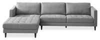  Sofa sectionnel de gauche Metro 2 pièces en tissu avec fauteuil long et coussins de siège capitonnés - gris