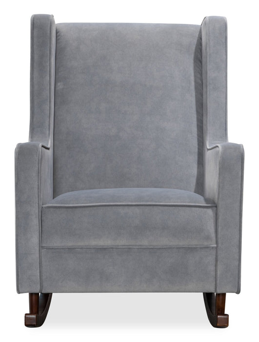 Fauteuil berçant Sherri de 29,5 po avec pieds de style traîneau en bois - gris