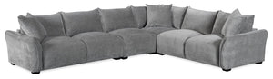 Sofa sectionnel Reflect 4 pièces en tissu de chenille gris avec coussins de dossier réversibles et pattes en bois