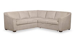 Sofa-lit sectionnel de droite Envy 2 pièces en tissu de chenille - beige amande