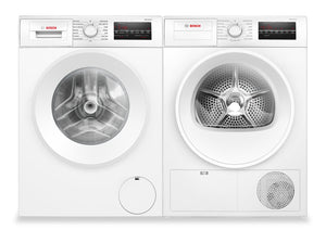 Laveuse à chargement frontal 2,2 pi³ et sécheuse par condensation de 4 pi³ de série 300 de Bosch