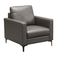  Fauteuil Milo 33 po en similicuir gris avec pattes en acier