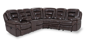 Sofa sectionnel inclinable Leo 6 pièces en cuir véritable - noyer
