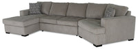  Sofa-lit sectionnel de droite Legend 3 pièces en chenille avec fauteuil enveloppant et fauteuil long - platine