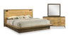 Ensemble de chambre à coucher Silas 5 pièces brun rustique avec lit plateforme, commode, miroir et éclairage à DEL - format très grand lit