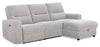 Sofa sectionnel de droite à inclinaison électrique Meadow 2 pièces en tissu de chenille gris rivière avec fauteuil long de rangement