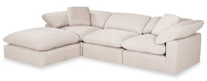 Sofa sectionnel modulaire Eclipse 4 pièces en tissu d'apparence lin avec pouf - lin
