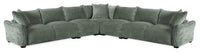  Sofa sectionnel Reflect 5 pièces en tissu de chenille vert avec coussins de dossier réversibles et pattes en bois