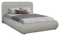  Luka Upholstered Platform Bed in Grey Vegan-Leather Fabric, Modern - Full Size