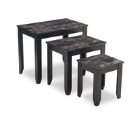  3 tables gigognes Roma de 25 po avec tablette - imitation de marbre noire