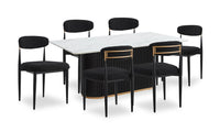  Ensemble de salle à manger Capri de Kort & Co. 7 pièces avec table de 72 po (L), touches dorées, base piédestal et 6 chaises - noir