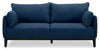 Sofa Gena Cindy Crawford Home de 85 po de format condo en tissu d’apparence lin bleu minuit avec coussins de dossier amovibles