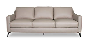 Sofa Moxie de 85,5 po en cuir véritable de qualité supérieure avec coussins de dossier amovibles et pattes en métal - beige