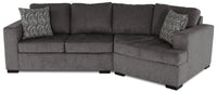  Sofa sectionnel de droite Legend 2 pièces en chenille avec fauteuil enveloppant - étain