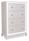 Commode verticale somptueuse Halo de 32 po (L) x 48 po (H) à 4 tiroirs pour la chambre à coucher avec éclairage DEL - blanc