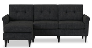 Sofa modulaire BLOK à accoudoirs enroulés avec fauteuil long - anthracite 
