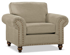 Fauteuil Wynn en chenille - taupe