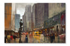 Urban City Street Digital Painting, Cityscape 16 po x 24 po : Oeuvre d’art murale en panneau de tissu sans cadre