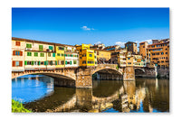 Famous Ponte Vecchio with River Arno At Sunset 24 po x 36 po : Oeuvre d’art murale en panneau de tissu sans cadre