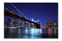  Brooklyn Bridge And Skyline At Night 28 po x 42 po : Cadre d'art mural et panneau de tissu