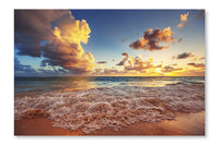 Sunrise on The Beach of Carribean Sea 24 po x 36 po : Oeuvre d’art murale en panneau de tissu sans cadre