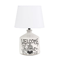 Lampe de table d’entrée Simple Designs en céramique style champêtre avec écriture « Welcome Home » 