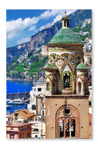 Architecture of Beautiful Amalfi 16 po x 24 po : Oeuvre d’art murale en panneau de tissu sans cadre