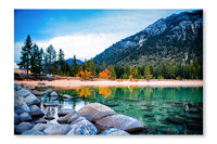  Lake Tahoe 16 po x 24 po : Cadre d'art mural et panneau de tissu