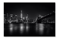 The Manhattan Skyline and Brooklyn Bridge 16 po x 24 po : Oeuvre d’art murale en panneau de tissu sans cadre