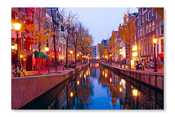 City Scenic From Amsterdam in The Netherls 16x24 Wall Art Fabric Panel Without Frame