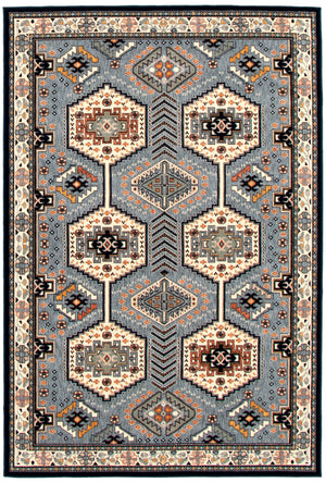 Carpette Edwin bleu marin ivoire - 5 pix 7 pi