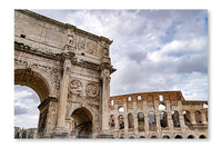 Arch of Titus Near Ancient Colosseum in Rome 28 po x 42 po : Oeuvre d’art murale en panneau de tissu sans cadre