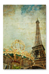 Vintage Image of Eiffel Tower 16 po x 24 po : Oeuvre d’art murale en panneau de tissu sans cadre