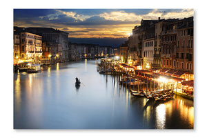  Grand Canal At Night, Venice 24 po x 36 po : Cadre d'art mural et panneau de tissu