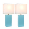 Ensemble 2 lampes de table moderne Elegant Designs en cuir turquoise