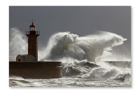 Stormy Waves with interesting Light 28 po x 42 po : Oeuvre d’art murale en panneau de tissu sans cadre