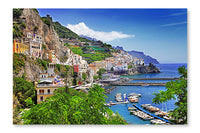Beautiful Amalfi Coast 28 po x 42 po : Oeuvre d’art murale en panneau de tissu sans cadre