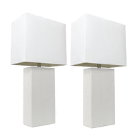 Ensemble 2 lampes de table moderne Elegant Designs en cuir blanc