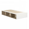 Lit simple plateforme Hourra avec rangement ouvert - orme naturel et blanc 