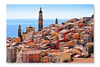 Old Town Architecture of Menton on French Riviera 2 16 po x 24 po : Oeuvre d’art murale en panneau de tissu sans cadre