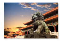  Bronze Lion In The Forbidden City 24 po x 36 po : Cadre d'art mural et panneau de tissu