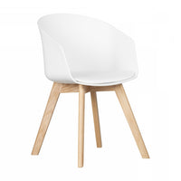  Flam Chaise avec base en bois - Blanc solide 