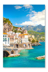 Morning View of Amalfi 16 po x 24 po : Oeuvre d’art murale en panneau de tissu sans cadre