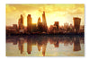 London Sunset 24 po x 36 po : Oeuvre d’art murale en panneau de tissu sans cadre