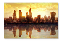 London Sunset 24 po x 36 po : Oeuvre d’art murale en panneau de tissu sans cadre