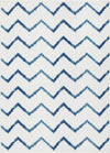 Carpette Lav bleue à motifs de chevrons 5 x 8