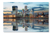  London Skylines At Dusk 28 po x 42 po : Cadre d'art mural et panneau de tissu