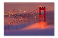 San Francisco Golden Gate Bridge in Fog 24 po x 36 po : Oeuvre d’art murale en panneau de tissu sans cadre